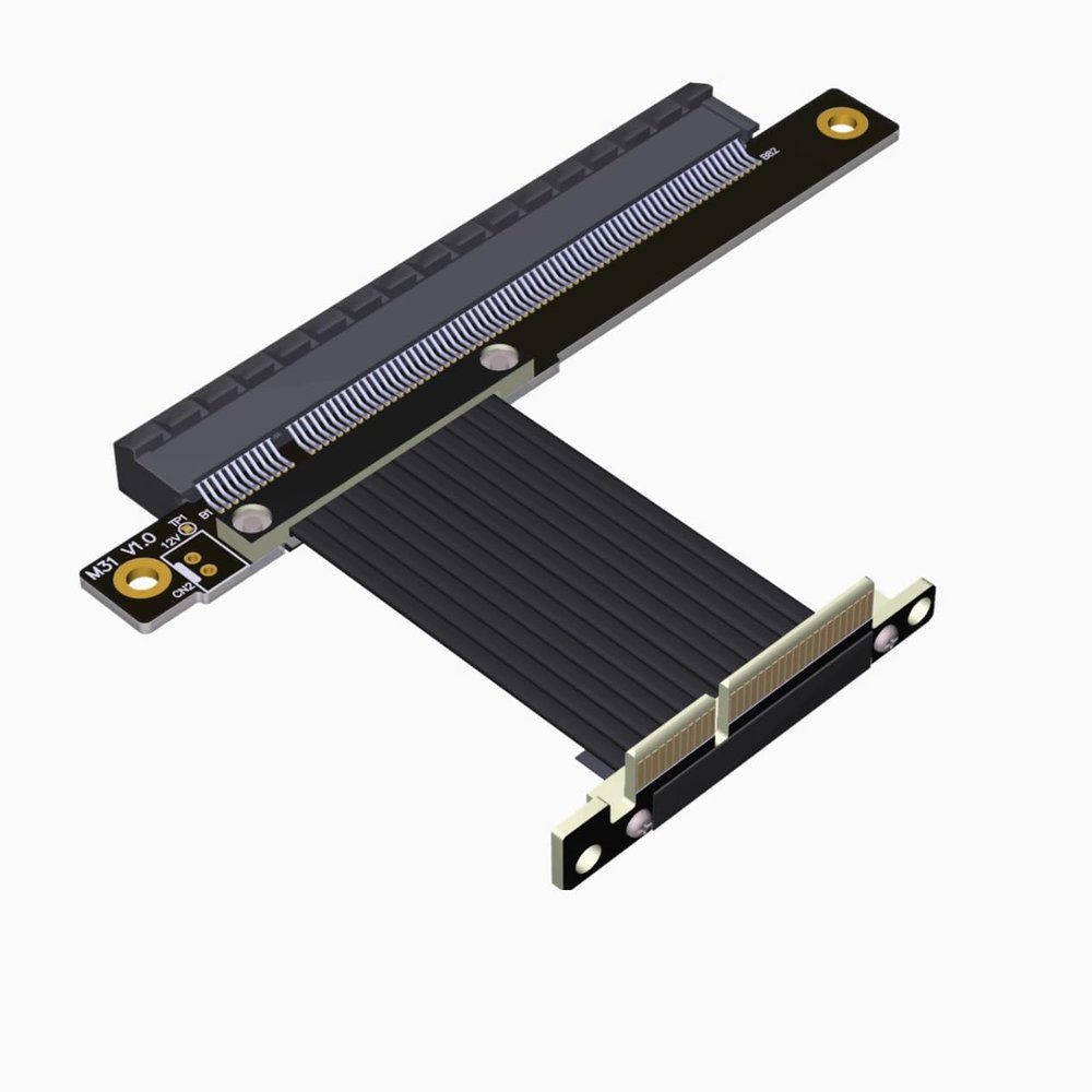 JMT 64G/BPS PCI-E4.0 x4 to x16 Extension Cable GEN4 Steering Extension 1U Support RTX3090 RX6800xt GPU (M2S-M31-TL,15CM)