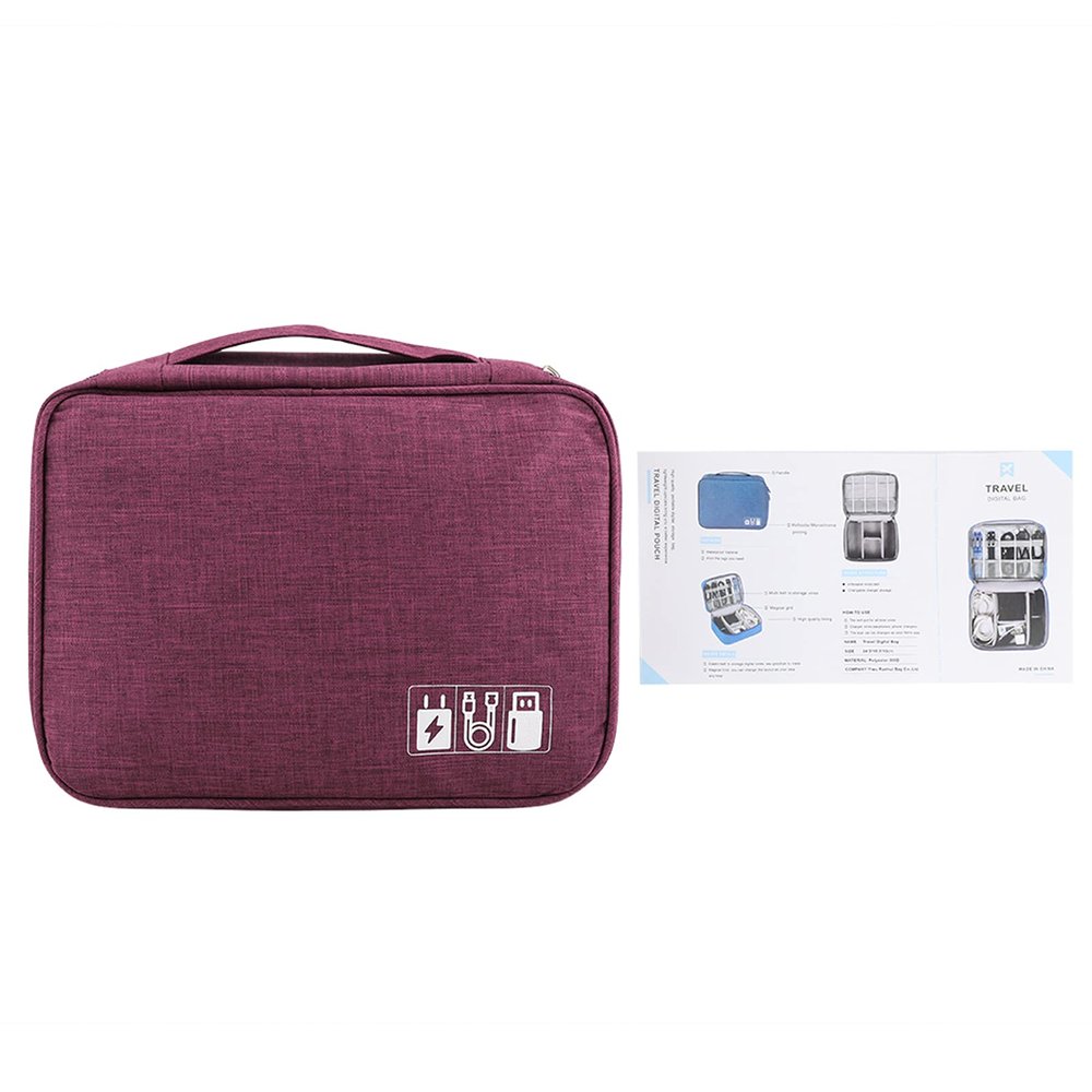 Cable Organizer Bag, Electronic Bag, Electronics Accessories Storage Cases for Cable, Charger, Phone (Purple)
