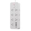 Generic 9FT extension cable, with 13 AC sockets and 3 USB ports, 1 flat interface, suitable for offices, bedrooms, and warehouses; 2 packs in black and white (9.8FT extended linewhite) view 1