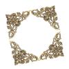 Akozon 12PCS Antique Hollow Shape Book Corner Decor, Scrapbook Album Protector Wooden Jewelry Box Corner Decorations, and Attractive Design. (L) view 1