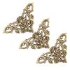Akozon 12PCS Antique Hollow Shape Book Corner Decor, Scrapbook Album Protector Wooden Jewelry Box Corner Decorations, and Attractive Design. (L) view 2