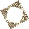 Akozon 12PCS Antique Hollow Shape Book Corner Decor, Scrapbook Album Protector Wooden Jewelry Box Corner Decorations, and Attractive Design. (L) view 3