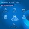DELL Inspiron 16" 7630 Business Convertible 2-in-1 Laptop, FHD+ Touchscreen, Intel Core i7-1360P, 16GB DDR5 RAM, 512GB PCIe SSD, SD Card Reader, Backlit KB, HDMI, Wi-Fi 6, W11P, Silver view 3