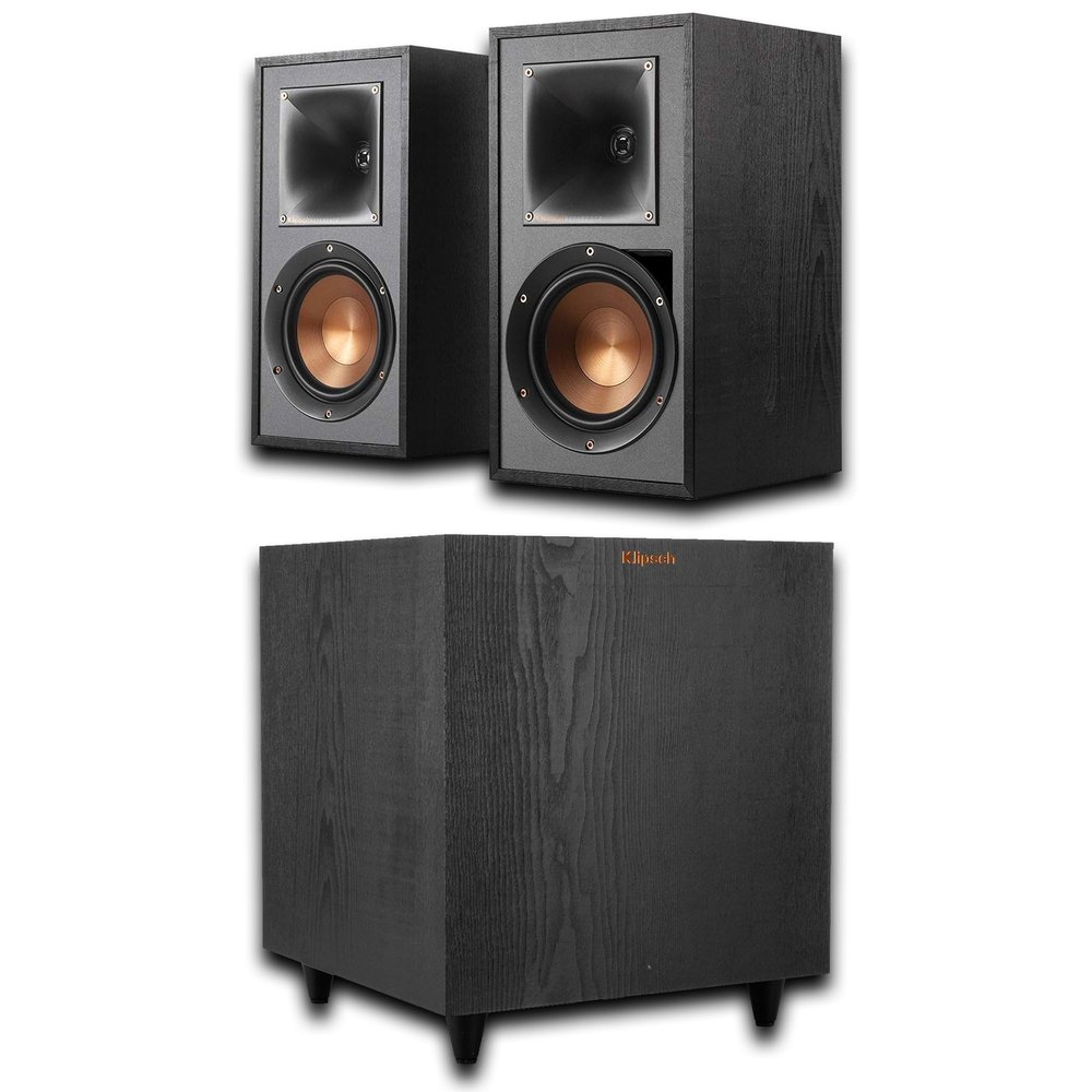 Klipsch R-51PM Powered Bluetooth Speakers (Pair) with R-80SWi 8" 150W Wireless Subwoofer - Premium 2.1 Home Audio System