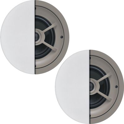 Proficient Audio PAS11626 Protege Series C626 Ceiling Speakers, Sold in Pairs; 6.5" Graphite Woofer; 1" Pivoting Silk-Dome Tweeter; Thin-Bezel Grilles Held by Neo Magnets; 8-ohm Impedance; 100W