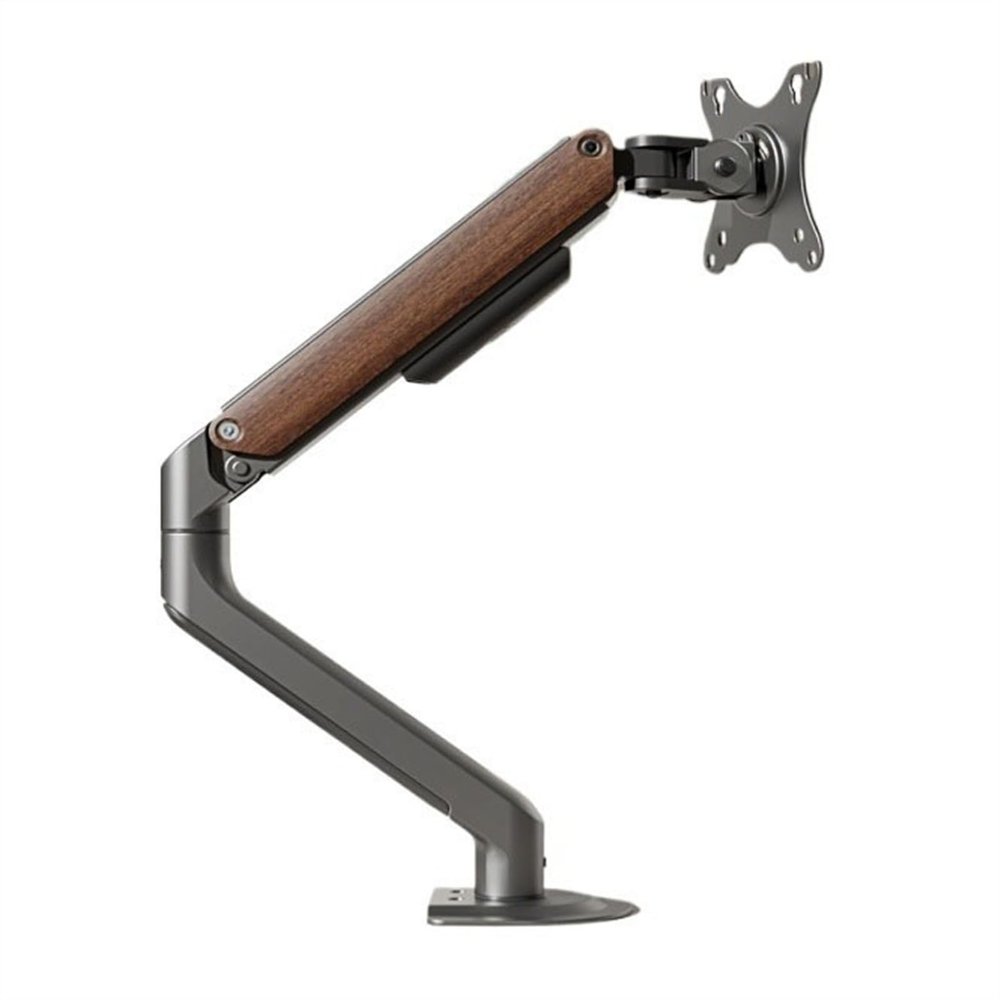FURUIM2024M Monitor Arm Single Monitor Mount - Wood Grain Single Monitor Arm Desk Mount, 17-32" Fully Adjustable Monitor Arm with VESA 75/100mm, Hold up to 19.8 Lbs Adjustable Monitor Stands