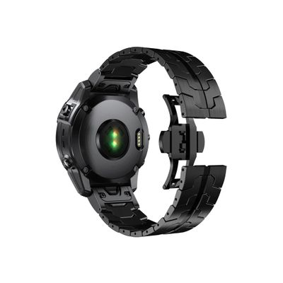 26 22mm Quick fit Stainless Steel Strap fit For Garmin/Fenix 6/6X/6XPro/7/7X/5XPlus/3 Metal Release Watch Band fit For Forerunner945 935(Black Black,26mm)
