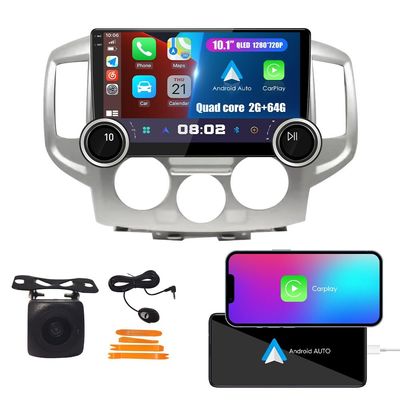 Display Knobs CarPlay/Android Auto Autoradio Android FM Radio Car Navigation Stereo Pad Player GPS 10.1" QLED Touch Screen BT WiFi 2 Din Headunit Tablet for Nissan Nv200 2009-2019 Quad Core 2G+64G