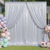 10x10 ft Wrinkle Free Silver Sequin Backdrop Curtain for Parties,Thick Not Fall Glitter Wedding Drapes Backdrop,2 Panels 5x10ft Shimmer Photo Wall Back Drop Cloth for Birthday Photography Background view 3