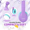JoySpark Wired Headphones for Kids, 85dB Volume Limit, 3.5mm Kids Headphones with Cord, Adjustable, Stereo Sound Foldable Toddler headsets for School-Purple view 3