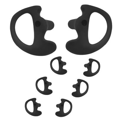HELETUL Silicone Ear Mold for Walkie Talkie Surveillance Earpiece (Left and Right, 4 Pairs, Medium, Black)