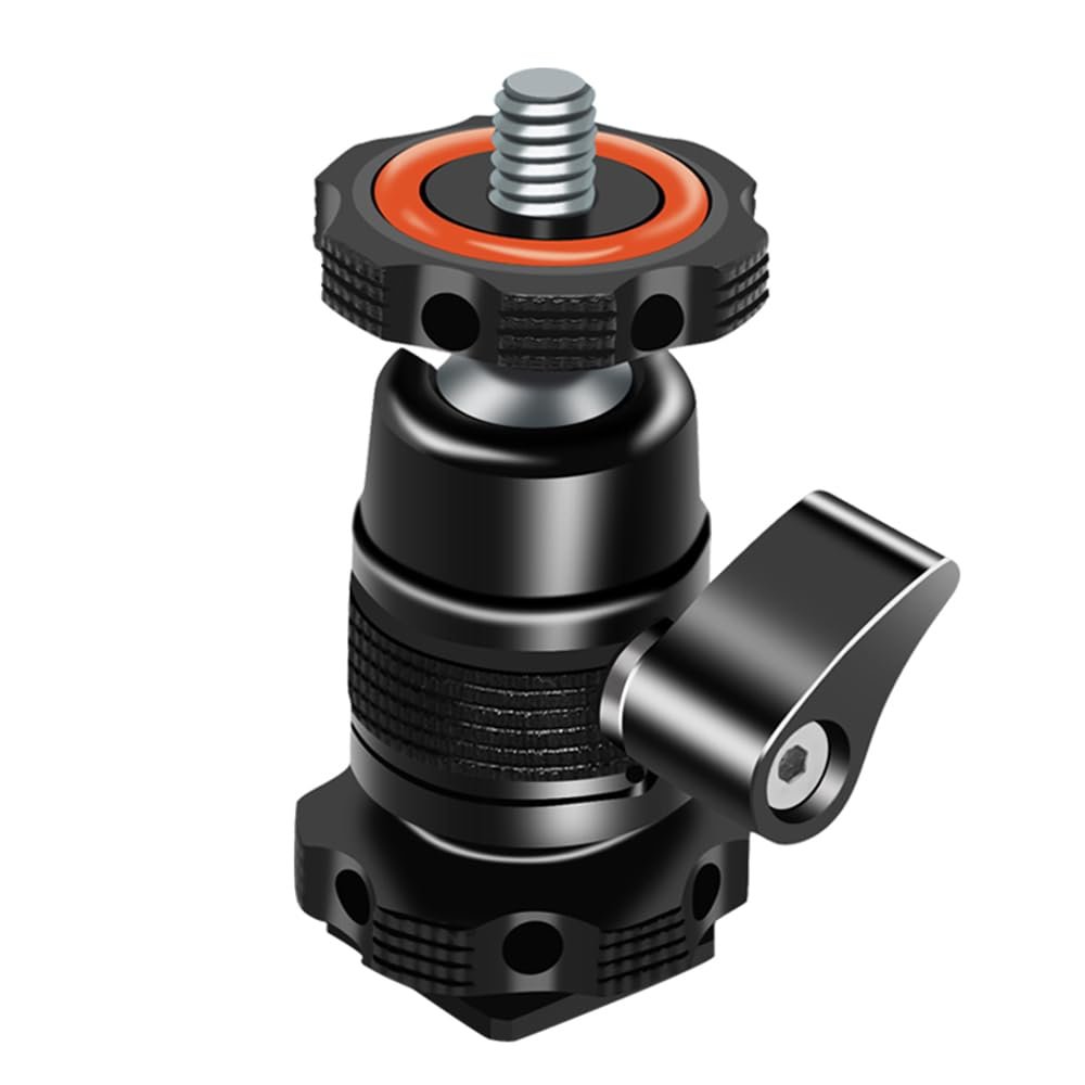 Andoer Mini Ball Head Adapter Monitor Mount Cold Shoe Adapter Aluminum Alloy with 1/4 Inch Screw for Mounting Camera Monitor Microphone LED Video Light