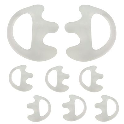 HELETUL Silicone Ear Mold for Walkie Talkie Surveillance Earpiece (Left and Right, 4 Pairs, Large, Semi-CLear)