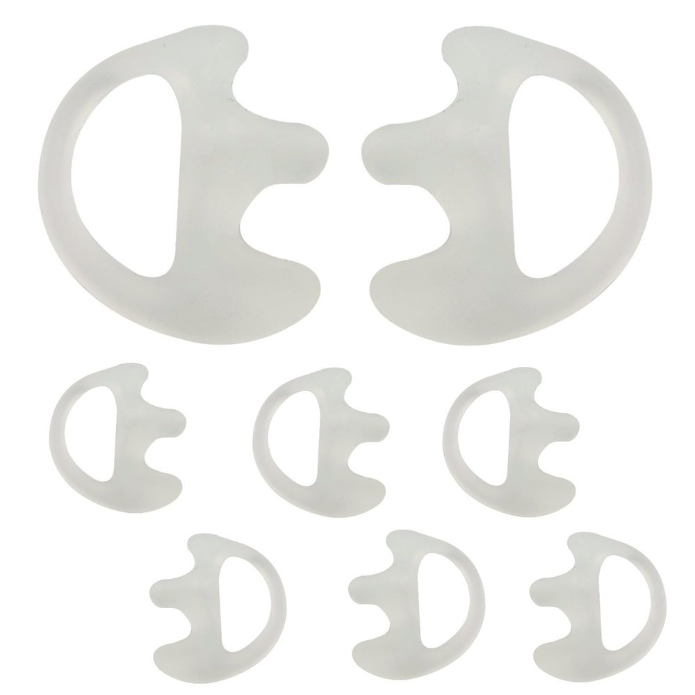 HELETUL Silicone Ear Mold for Walkie Talkie Surveillance Earpiece (Left and Right, 4 Pairs, Large, Semi-CLear)