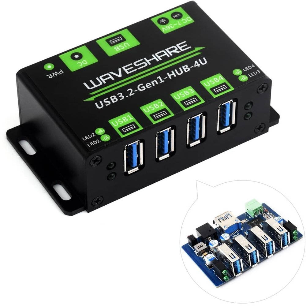 4-Ch USB 3.2 Gen1 HUB, Metal Case with Wall-Mount Support, Driver-Free, Plug-and-Play, Supports Windows, MacOS, Linux and Android Systems (USB3.2-Gen1-HUB-4U)