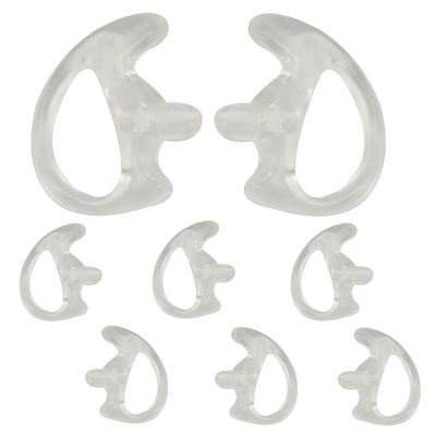 HELETUL Silicone Ear Mold for Walkie Talkie Surveillance Earpiece (Left and Right, 4 Pairs, Medium, Clear)