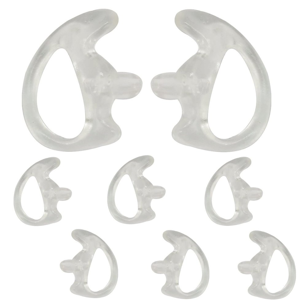 HELETUL Silicone Ear Mold for Walkie Talkie Surveillance Earpiece (Left and Right, 4 Pairs, Medium, Clear)