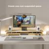 Fenge Acrylic Monitor Stand, 42.5 Inch Clear Dual Monitor Riser with Metal Storage, 2 Tier Computer Riser with LED Lights for Desk, Laptop, Printer, TV view 2
