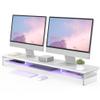 Fenge Acrylic Monitor Stand, 42.5 Inch Clear Dual Monitor Riser with Metal Storage, 2 Tier Computer Riser with LED Lights for Desk, Laptop, Printer, TV view 1