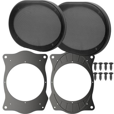 NuIth Rear Deck 6x9 to 6.5 inch Speaker Adapter Spacer Rings for Toyota + 6x9 Inch Metal Mesh Round Speaker Grill Cover