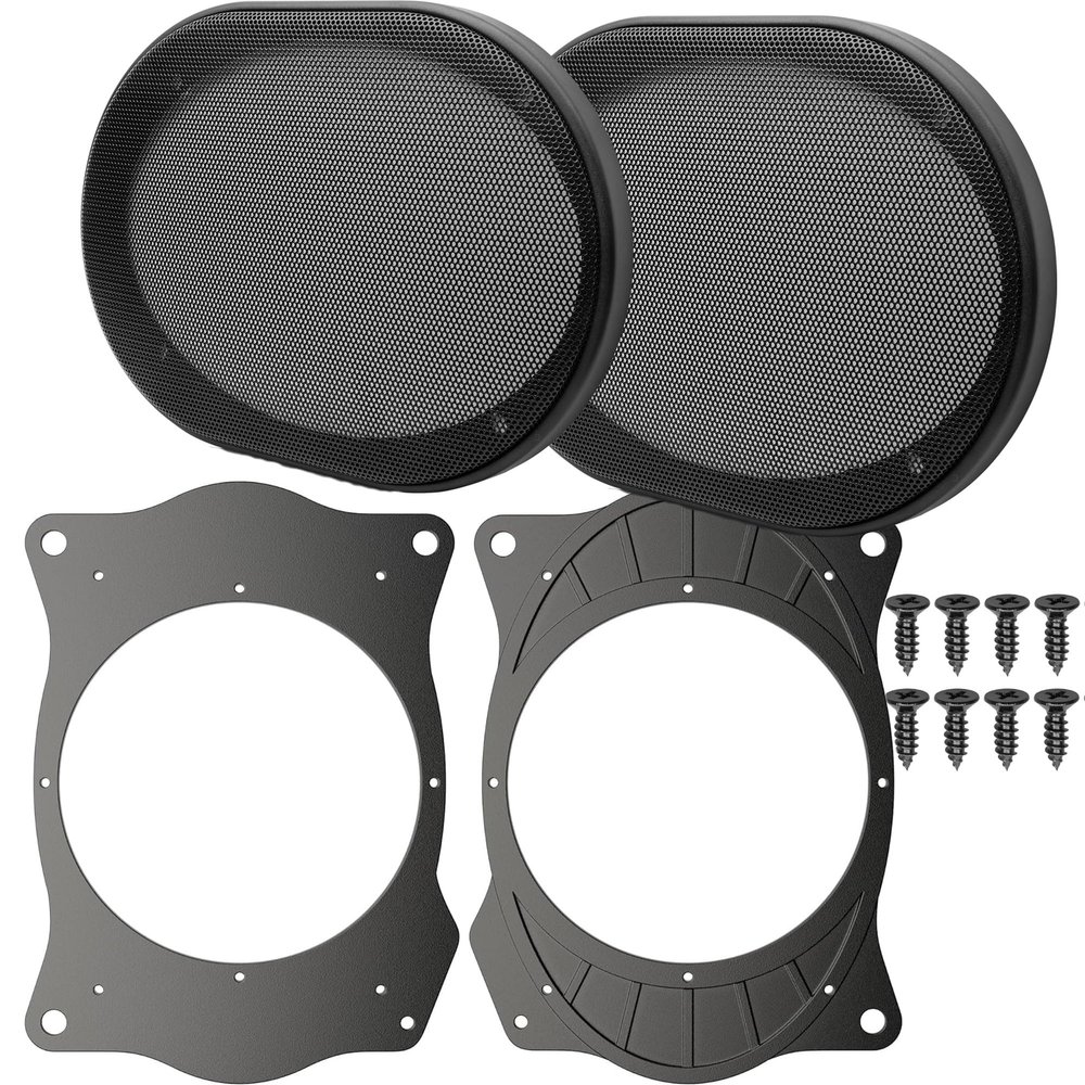 NuIth Rear Deck 6x9 to 6.5 inch Speaker Adapter Spacer Rings for Toyota + 6x9 Inch Metal Mesh Round Speaker Grill Cover