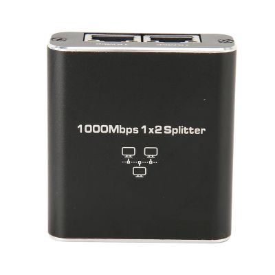 Gigabit Splitter, 1000Mbps 1 in 2 Out RJ45 Port, Aluminum Alloy Network Splitter with Working Status Indicator Light for PC Laptop Router