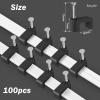 Black Cable Clips Nail in Cable Clip 100 Pcs 8mm Flat Black Ethernet Cable Wall Clips Cable Tacks Coax Clips Speaker Wire Clips Cable Nails for Cords Cat5/Cat5e/Cat6/Cat7 RJ45 Cord Clips view 2