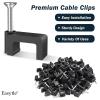 Black Cable Clips Nail in Cable Clip 100 Pcs 8mm Flat Black Ethernet Cable Wall Clips Cable Tacks Coax Clips Speaker Wire Clips Cable Nails for Cords Cat5/Cat5e/Cat6/Cat7 RJ45 Cord Clips view 4