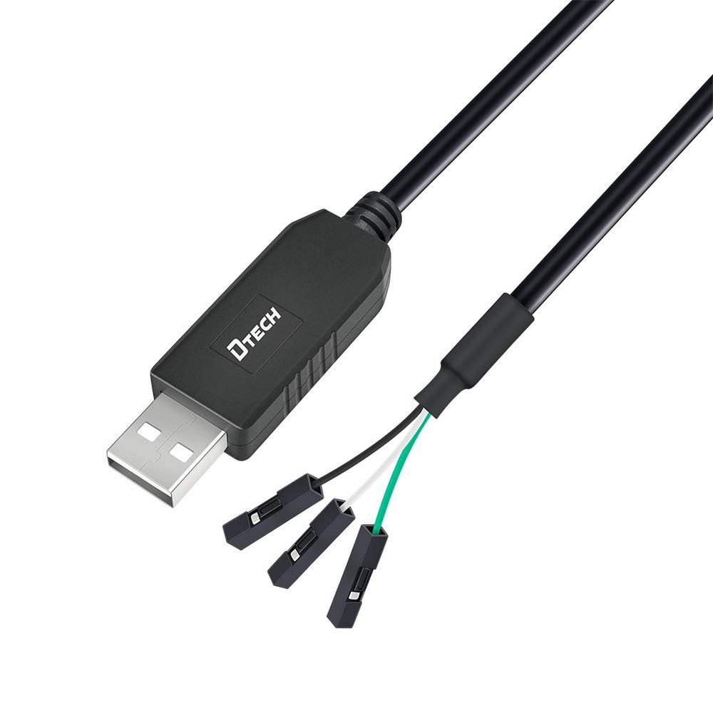 DTECH 6ft USB to TTL Serial Cable 3.3V 3 Pin TX RX Signal UART Adapter Genuine FTDI FT232RL Chip Debug Cord Compatible with Windows 11 10 8 7 Linux MAC OS 3Pin 3v3 2.54mm Dupont Female Header