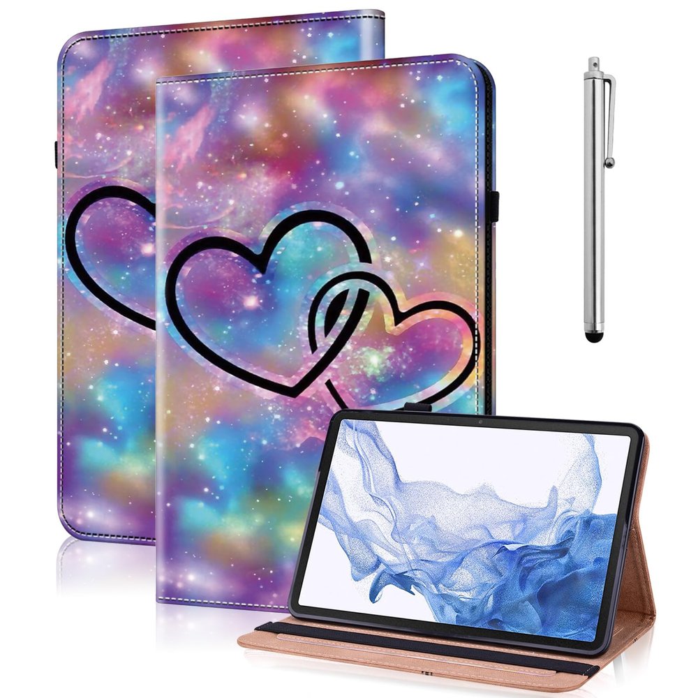 VODEFOX Case for Samsung Galaxy Tab S6 Lite,PU Leather Flip Case with Card Solt Protective Cover for Samsung Galaxy Tab S6 Lite Tablet 10.4 inch 2024/2022 / 2020 - Two Hearts