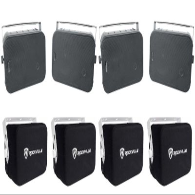 Rockville Bundle: (2) Pair HP65S Black 6.5" 250w Indoor/Outdoor Swivel Home Theater Speakers Bundle with (2) RWBC65S Neoprene Covers (4 Items)