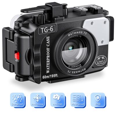Sea frogs Camera Housing Compatible with Olympus TG6, Waterproof IPX8 Rated, 60m/197ft Depth Protection Underwater Camera Case, Black