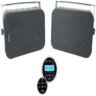 Rockville Bundle: (1) Pair HP65S Black 6.5" 250w Indoor/Outdoor Swivel Home Theater Speakers Bundle with (1) RGHR2 Marine Gauge Hole Receiver (2 Items)