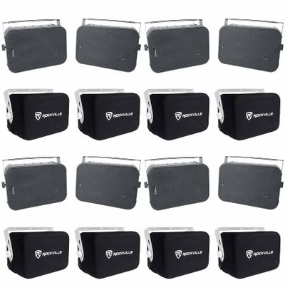 Rockville Bundle: (4) Pair HP65S Black 6.5" 250w Indoor/Outdoor Swivel Home Theater Speakers Bundle with (4) RWBC65S Neoprene Covers (8 Items)