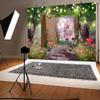 10x6.5ft Spring Enchanted Forest Backdrop Fairy Tale Books Pink Castle Photography Background Garden Mushroom Wonderland Banner Decorations Wedding Birthday Party Baby Shower Photo Booth Props view 3