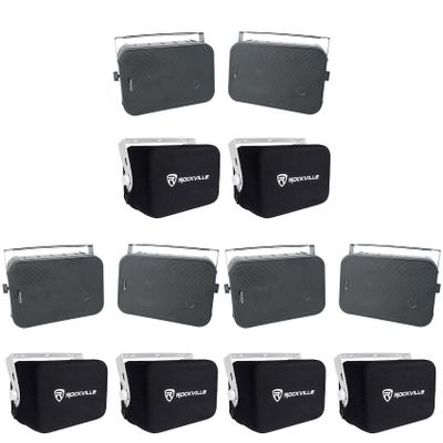 Rockville Bundle: (3) Pair HP65S-8 Black 6.5" Indoor/Outdoor Swivel Home Theater Speakers Bundle with (3) Pair RWBC65S Neoprene Covers (6 Items)