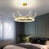 BRRSKBK 20" Princess Girls Chandelier for Bedroom Pink Gold Crown Chandelier for Kid Room Dimmable LED Pendant Light Round Modern Ceiling Hanging Lamp for Children Nursery Room Kindergarten view 1