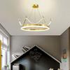 BRRSKBK 20" Princess Girls Chandelier for Bedroom Pink Gold Crown Chandelier for Kid Room Dimmable LED Pendant Light Round Modern Ceiling Hanging Lamp for Children Nursery Room Kindergarten view 2