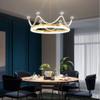 BRRSKBK 20" Princess Girls Chandelier for Bedroom Pink Gold Crown Chandelier for Kid Room Dimmable LED Pendant Light Round Modern Ceiling Hanging Lamp for Children Nursery Room Kindergarten view 3