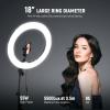 NEEWER Ring Light 18inch Kit: 55W 5600K Professional LED with Stand and Phone Holder for Tattoo Lash Barber Makeup Video Photography Lighting, RL-18 with Phone Tripod Mount Adapter view 2