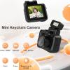 Mini Keychain Camera, 1080P 1.44 inch Small Nostalgia Retro Camera Tiny Video Camcorder with LED Flash and Charging Base, for Travel Study Recording (Black) view 2
