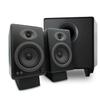 Audioengine A5 Black Bluetooth Bookshelf Speakers with S8 Black Subwoofer and DS2 Stands view 1