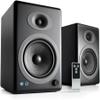Audioengine A5 Black Bluetooth Bookshelf Speakers with S8 Black Subwoofer and DS2 Stands view 2