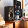 Audioengine A5 Black Bluetooth Bookshelf Speakers with S8 Black Subwoofer and DS2 Stands view 3