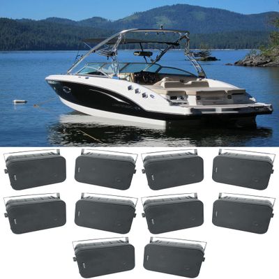 Rockville HP65S-8 Black Pair 6.5-in 8-Ohm Indoor/Outdoor Swivel Home Speakers, 500-Watt Peak per Pair, Waterproof ABS Cabinet, rustproof Metal Grills, for Boats, 5-Piece