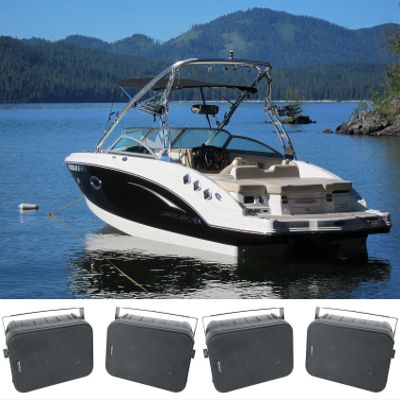 Rockville HP65S-8 Black 6.5" 500W Peak/160W RMS Marine Box Speakers with Swivel Brackets, 8-Ohm, Waterproof ABS Enclosure, for Boats, Yachts, or Outdoor Marine Installations, 4-Piece