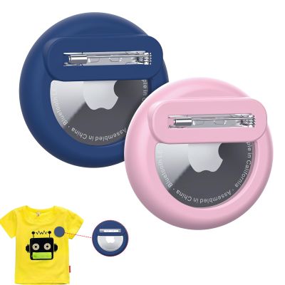 for Apple Airtag Holder for Kids Hidden, Air Tag-2 Pack GPS Tracker Case, Silicone Hidden for AirTag Holder for Kids with Safety Pin, Elderly, Luggage, Backpack, Cloth (Navy+Pink)