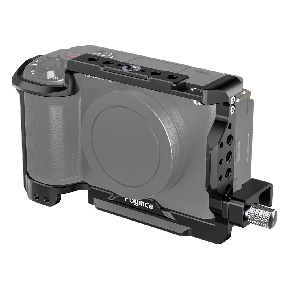 Poyinco Compatible for Sony ZV-E1 Camera Bracket with HDMI Cable Clip, NATO Rail, Cold Shoe and Multiple 1/4" and 3/8" Threaded Holes, Aluminum Video Bracket JN-098