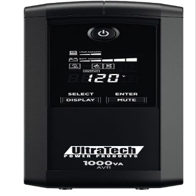 0E-1000V9RD Line-Interactive Mini-Tower UPS; 1000VA/600W; 9 Grounded Outlets, 5 with Battery Backup; Automatic Voltage Regulation; HID-Compliant USB Connectivity Port; LCD Display