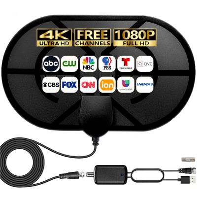 TV Antenna Indoor for Local Channels - 4K HD Amplified Digital HDTV Antenna with Signal Booster - 360 Long Reception TV Aerial Support All Types TV